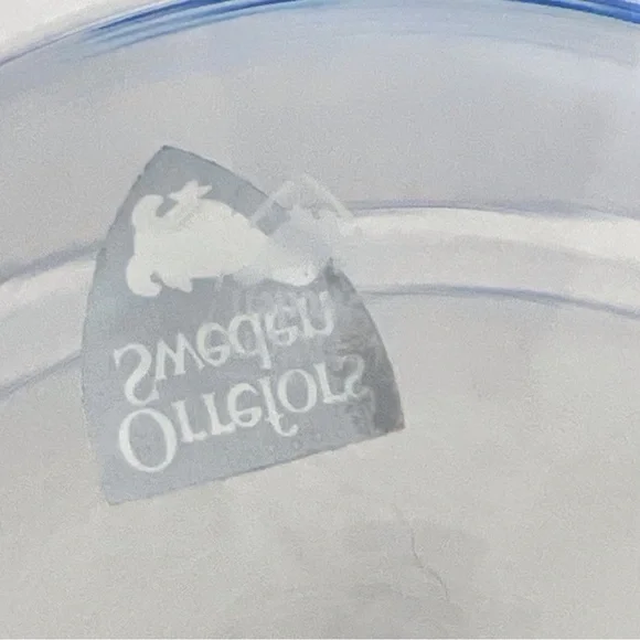 Vintage Orrefors Sweden Crystal Compote Bowl Cobalt Blue Rim Pedestal Dish - Picture 12 of 12